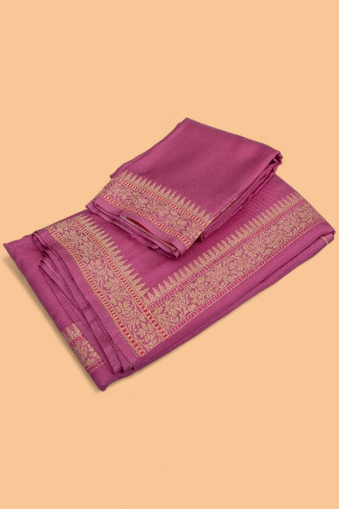 Banarasi Silk Plain Purple Dhoti With Kurta And Kanduva