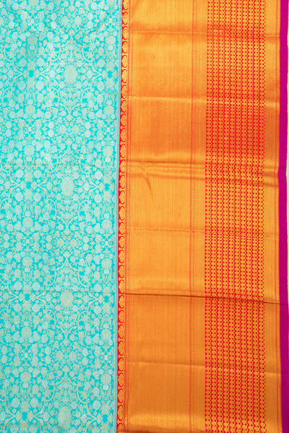 Kanchipuram Silk Brocade Sky Blue Saree