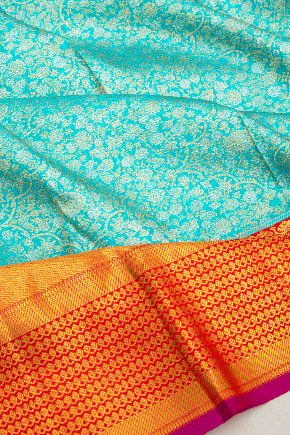 Kanchipuram Silk Brocade Sky Blue Saree