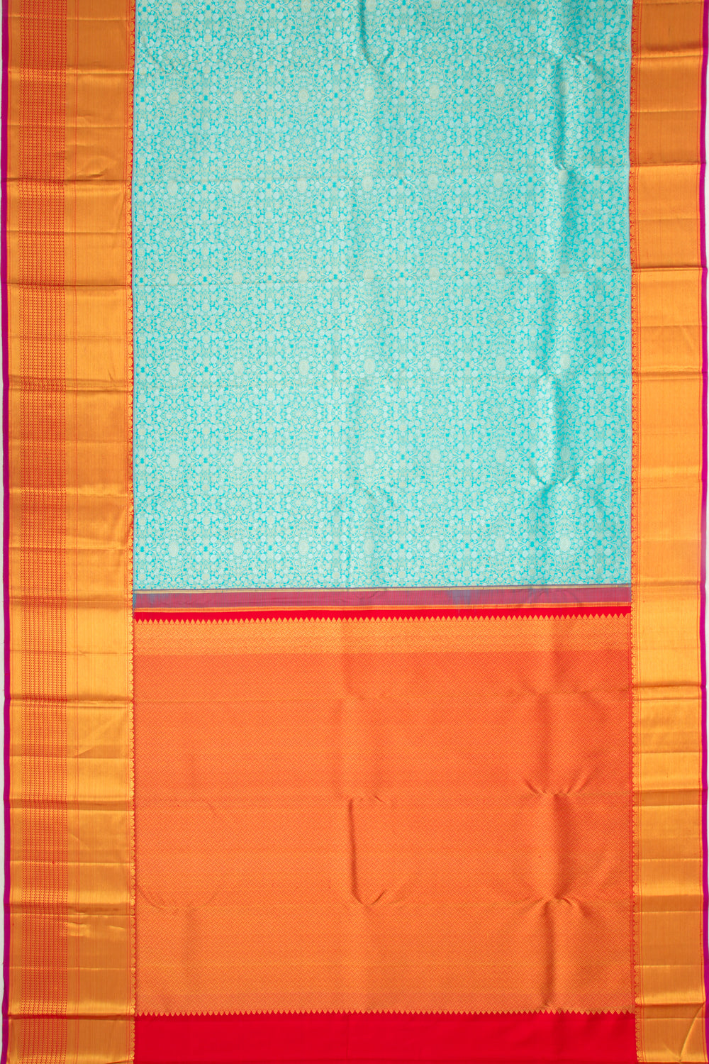 Kanchipuram Silk Brocade Sky Blue Saree