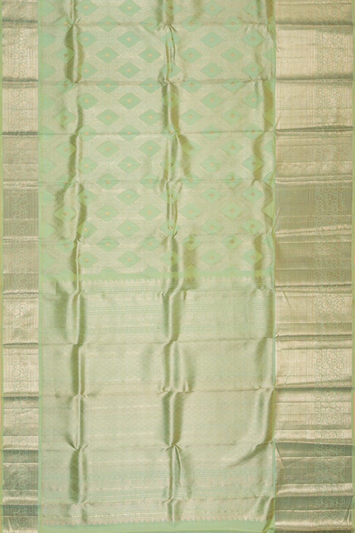 Kanchipuram Silk Brocade Pista Green Saree