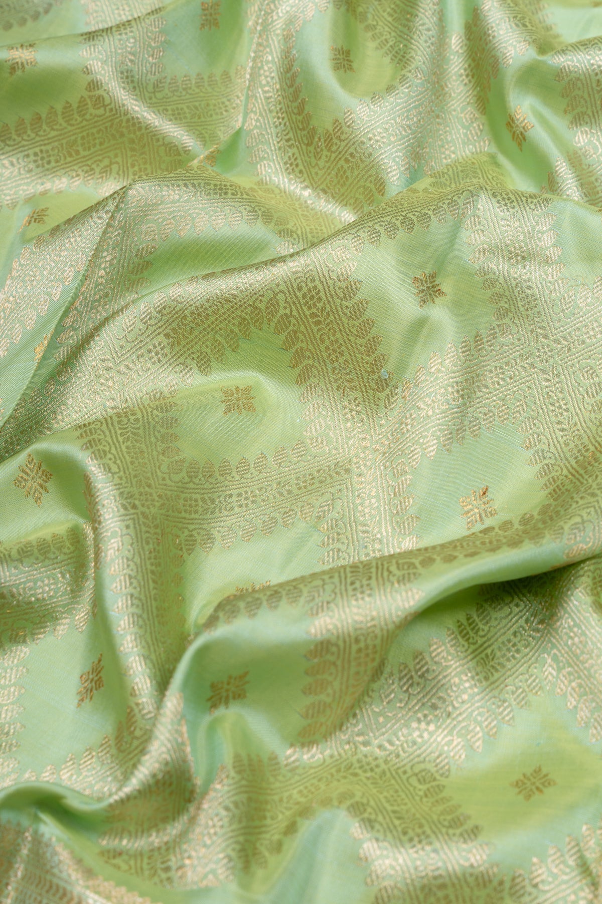 Kanchipuram Silk Brocade Pista Green Saree