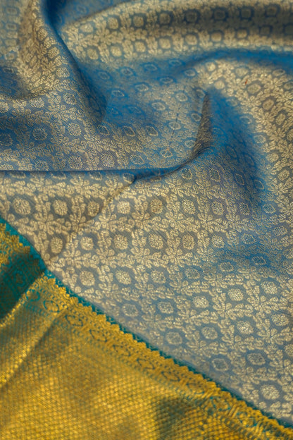 Kanchipuram Silk Brocade Blue Saree