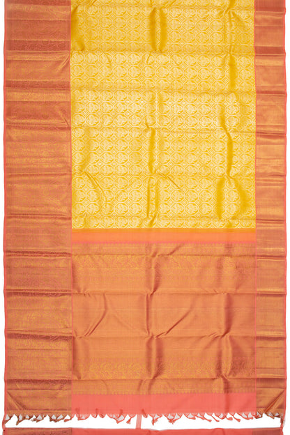 Kanchipuram Silk Brocade Yellow Saree