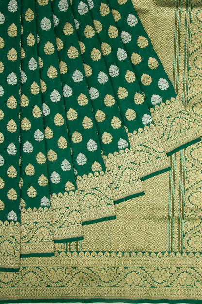 Banarasi Silk Kadwa Butta Green Saree