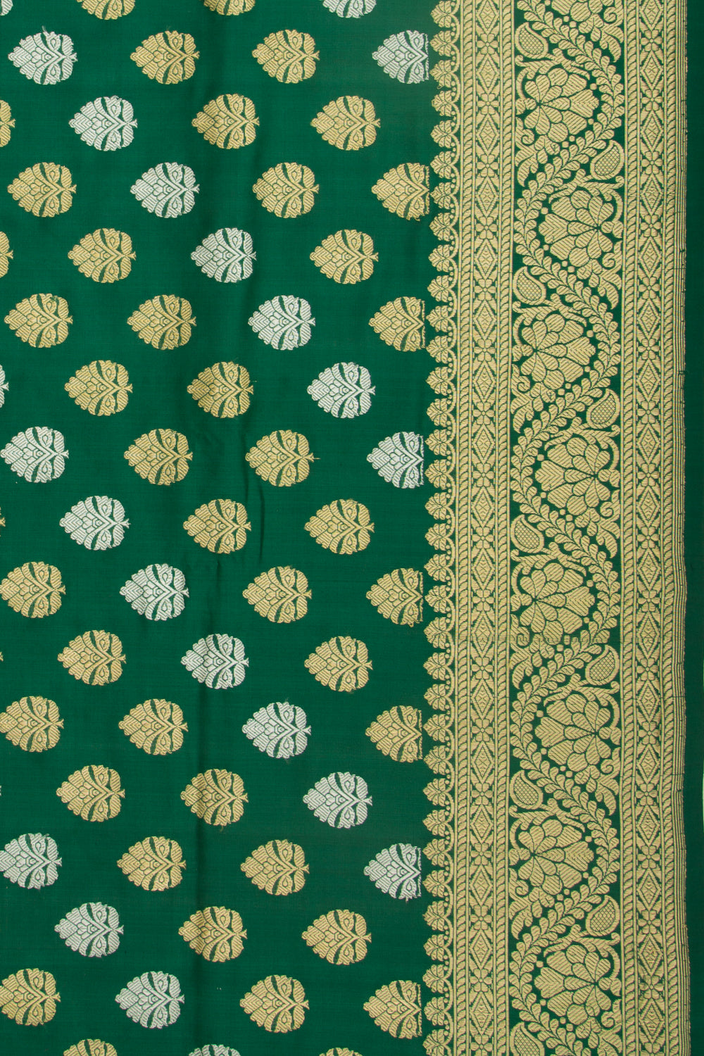 Banarasi Silk Kadwa Butta Green Saree