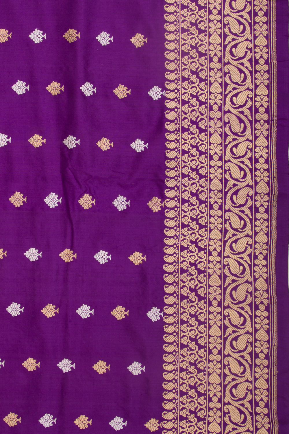 Banarasi Silk Kadwa Butta Purple Saree