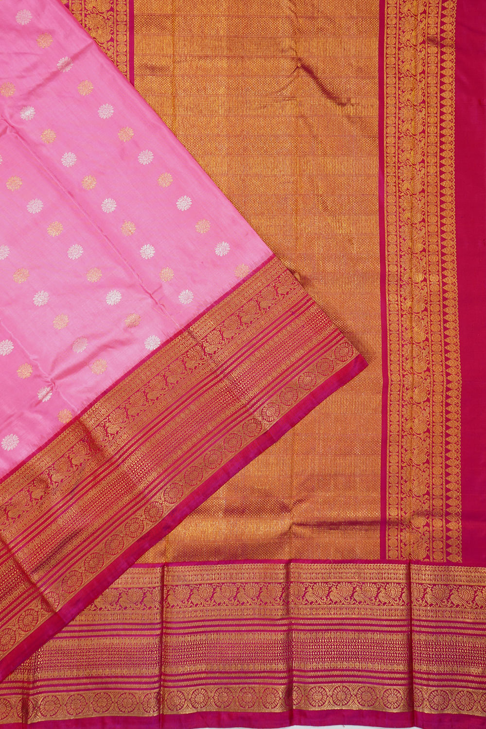 Kanchipuram Silk Floral Butta Pink Saree