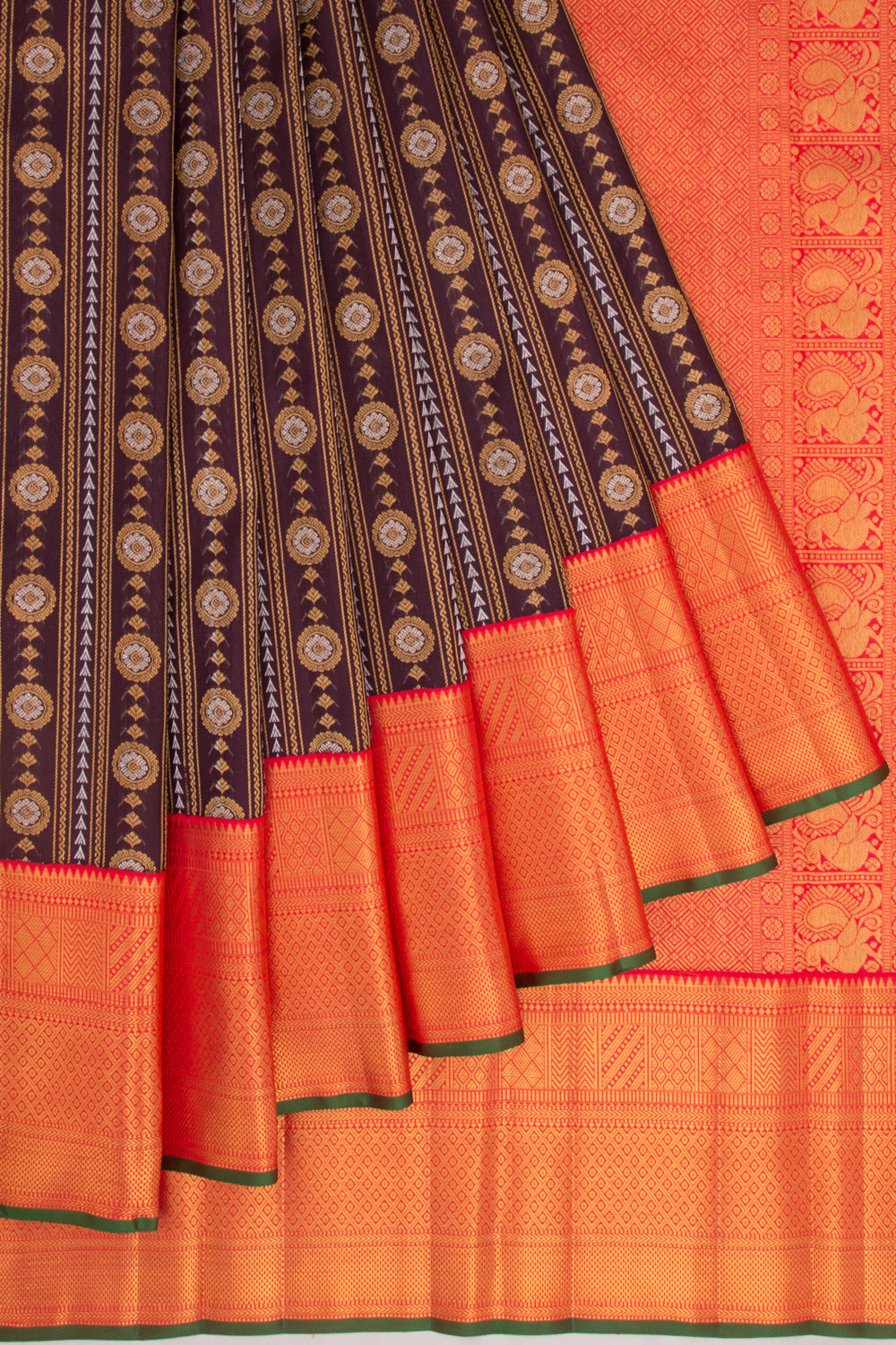 Kanchipuram Silk Brocade Choco Brown Saree