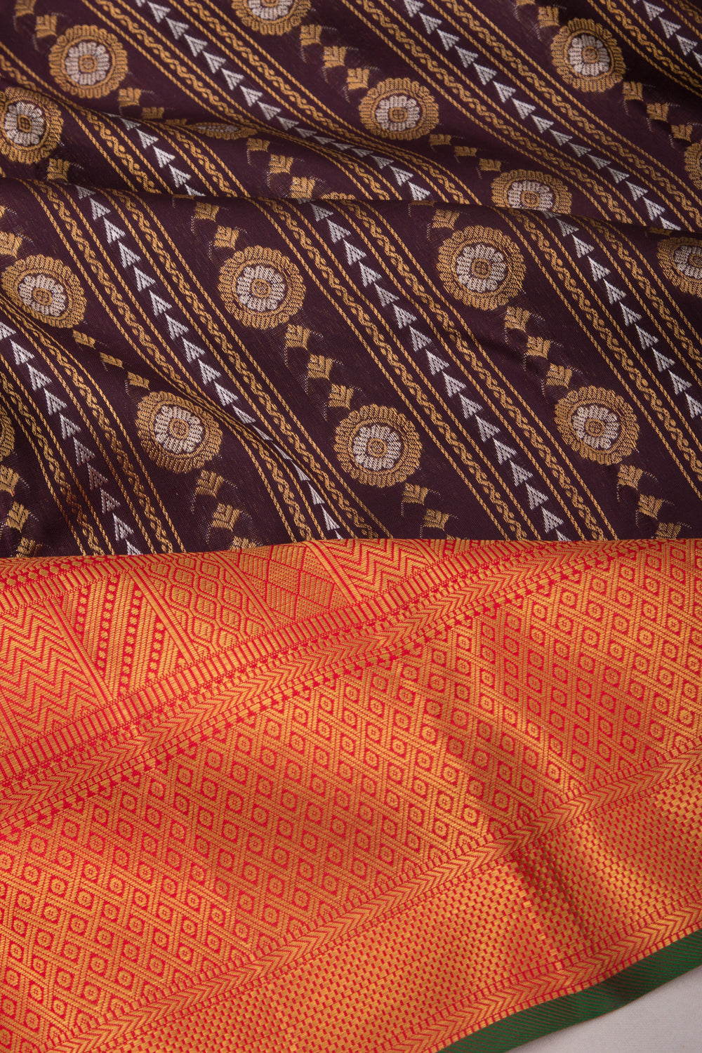 Kanchipuram Silk Brocade Choco Brown Saree