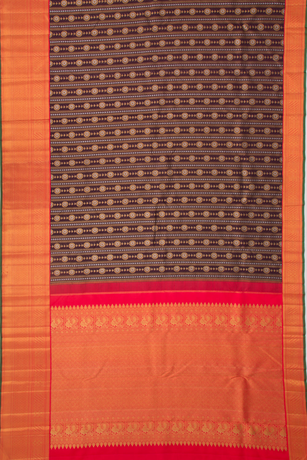 Kanchipuram Silk Brocade Choco Brown Saree