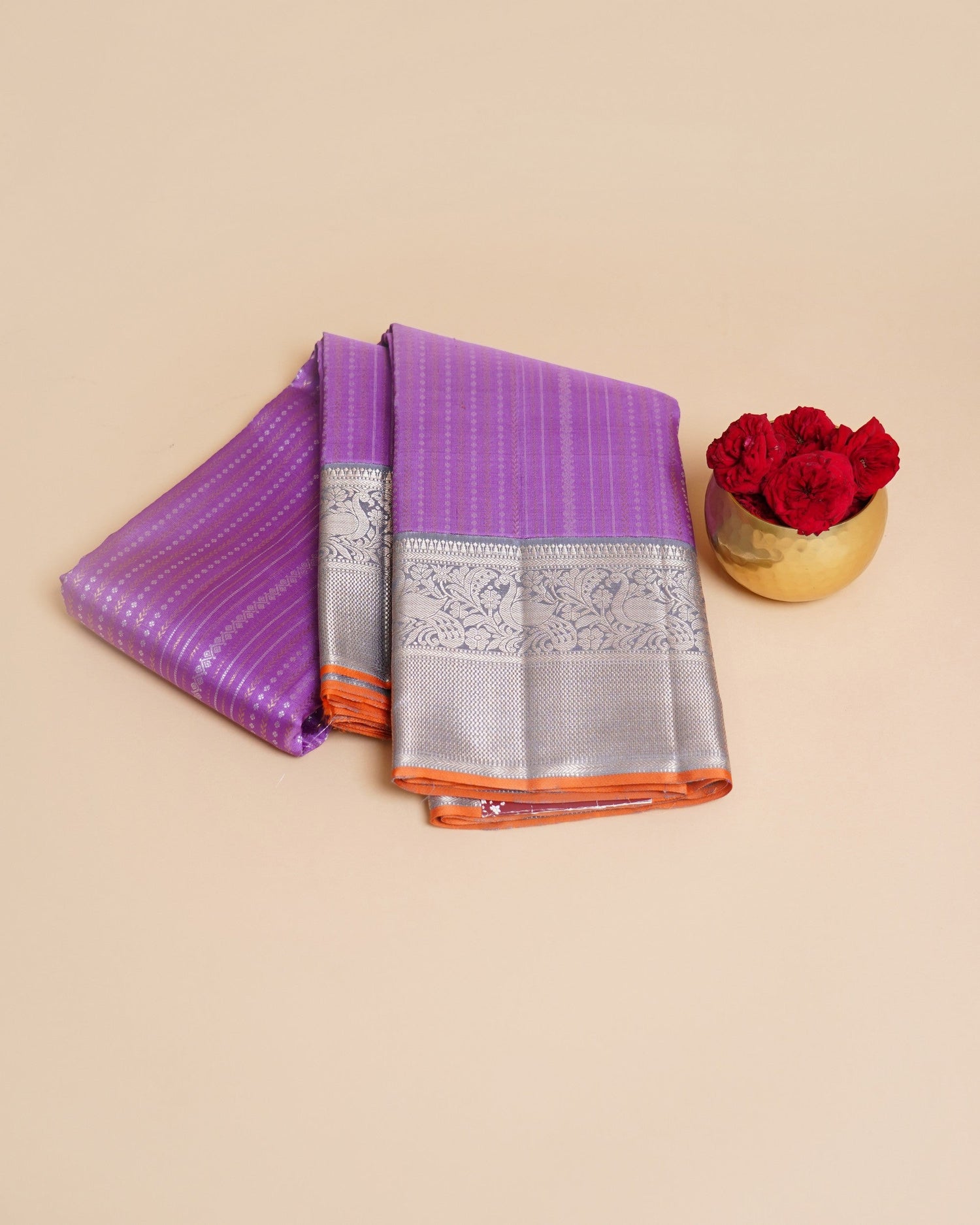 Kanchipuram Silk Brocade Lavender Saree