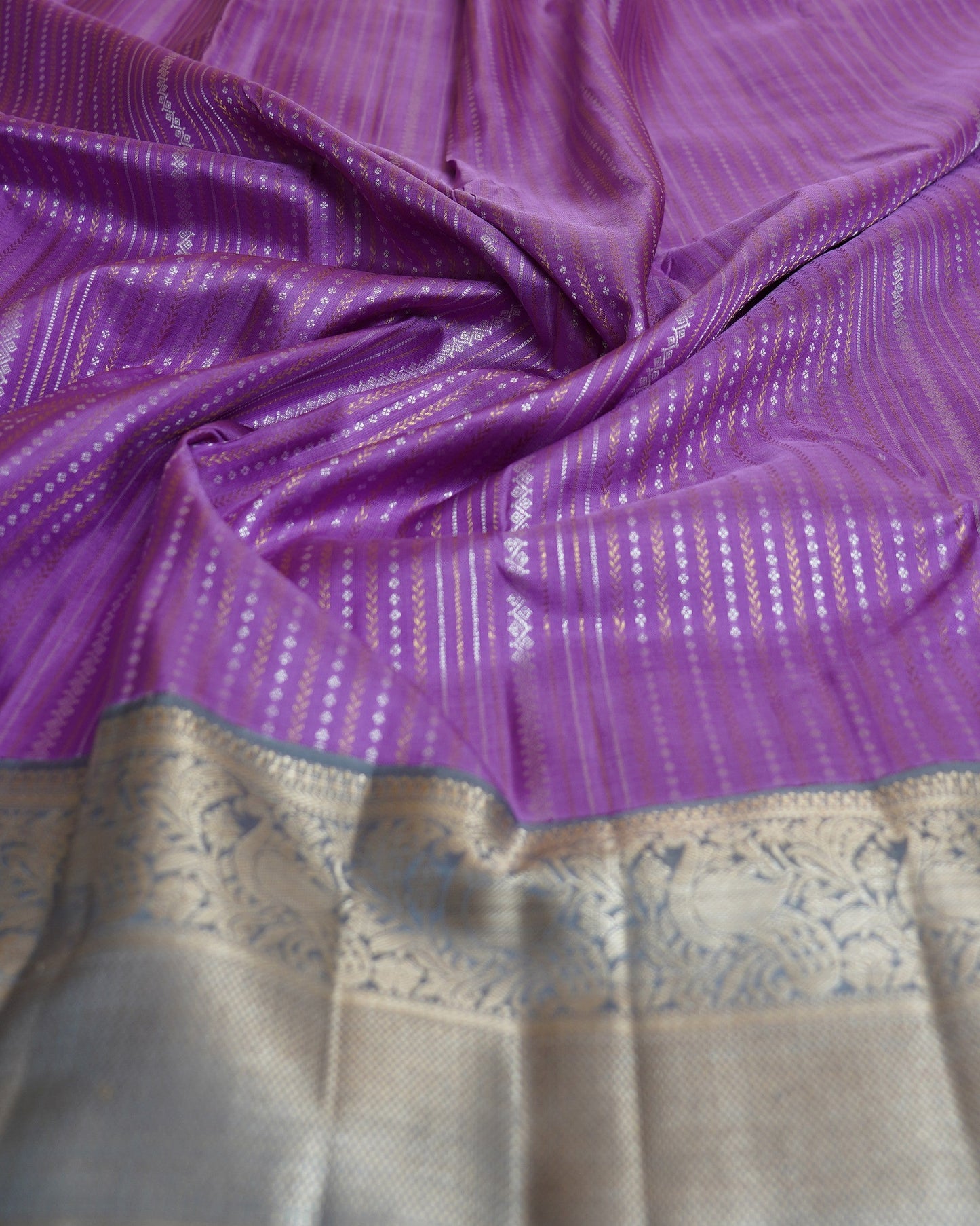 Kanchipuram Silk Brocade Lavender Saree