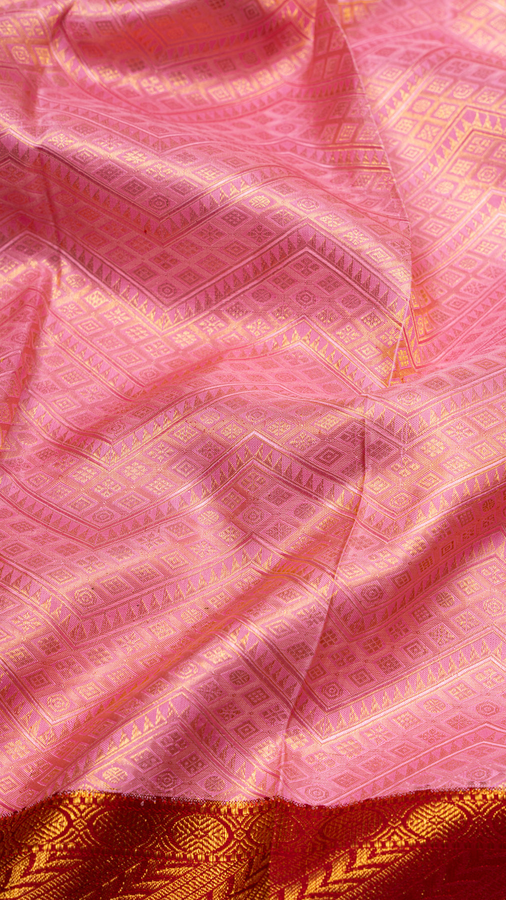 Kanchipuram Silk Brocade Baby Pink Saree