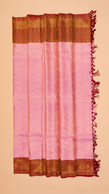 Kanchipuram Silk Brocade Baby Pink Saree