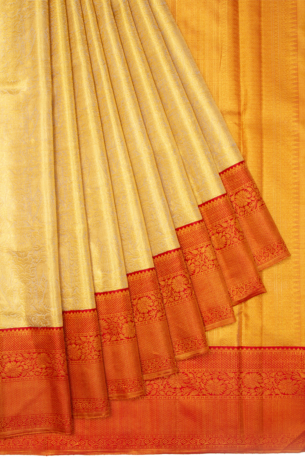 Kanchipuram Silk Tissue Brocade Gold Saree