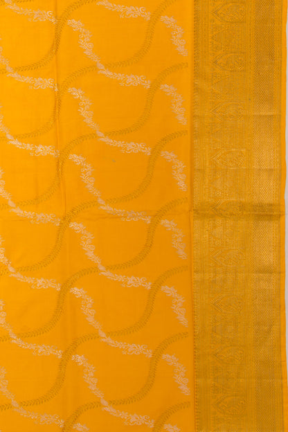 Kanchipuram Silk Jaal Yellow Saree