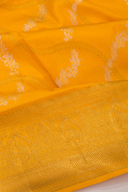 Kanchipuram Silk Jaal Yellow Saree