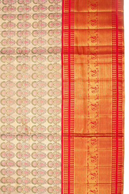 Kanchipuram Silk Tissue Brocade Gold Saree