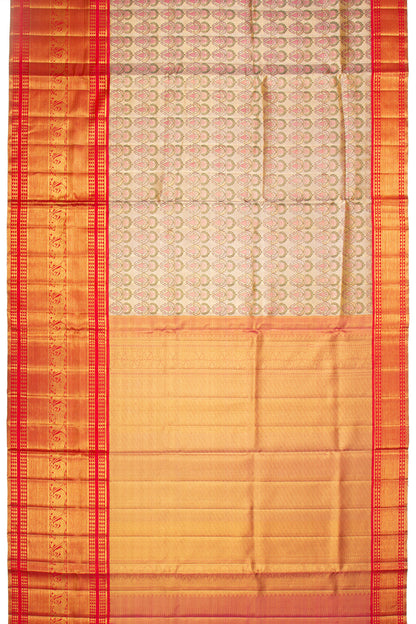 Kanchipuram Silk Tissue Brocade Gold Saree