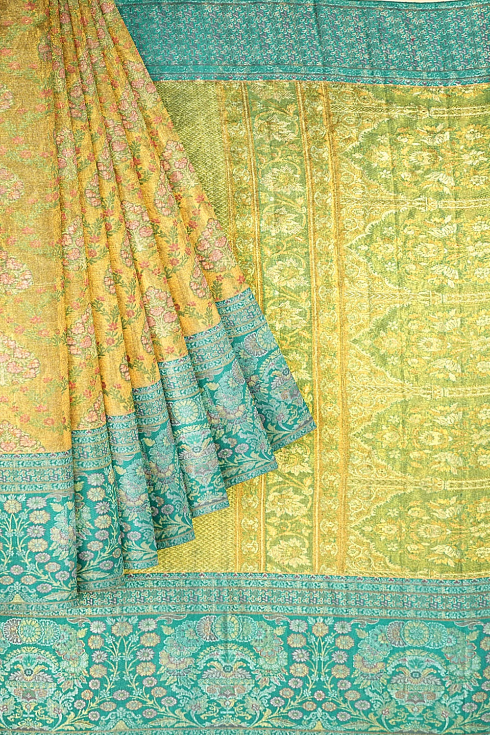 Kanchipuram Silk Tissue Brocade Green Saree