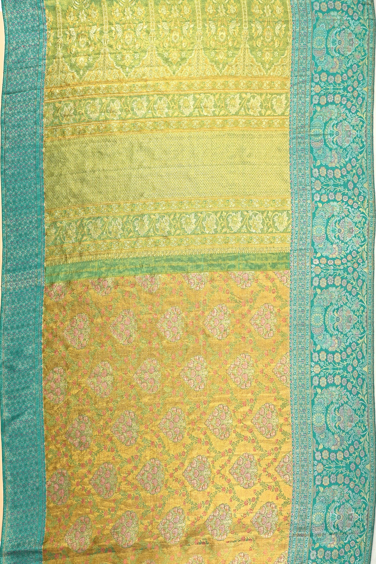 Kanchipuram Silk Tissue Brocade Green Saree