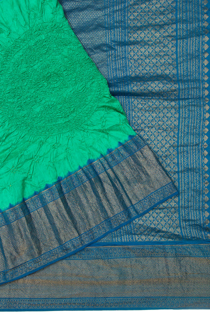 Kanchipuram Silk Bandhani Green Saree