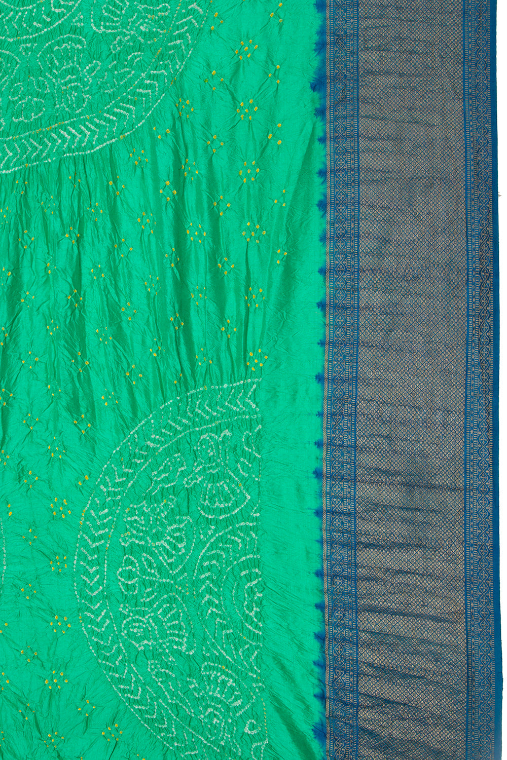 Kanchipuram Silk Bandhani Green Saree