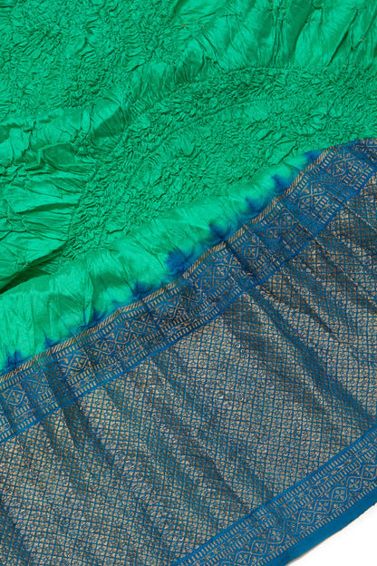 Kanchipuram Silk Bandhani Green Saree