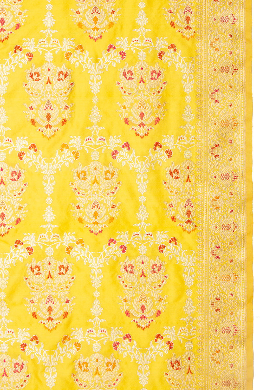 Banarasi Silk Kadwa Jaal Yellow Saree