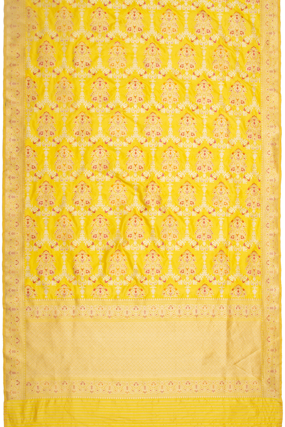 Banarasi Silk Kadwa Jaal Yellow Saree