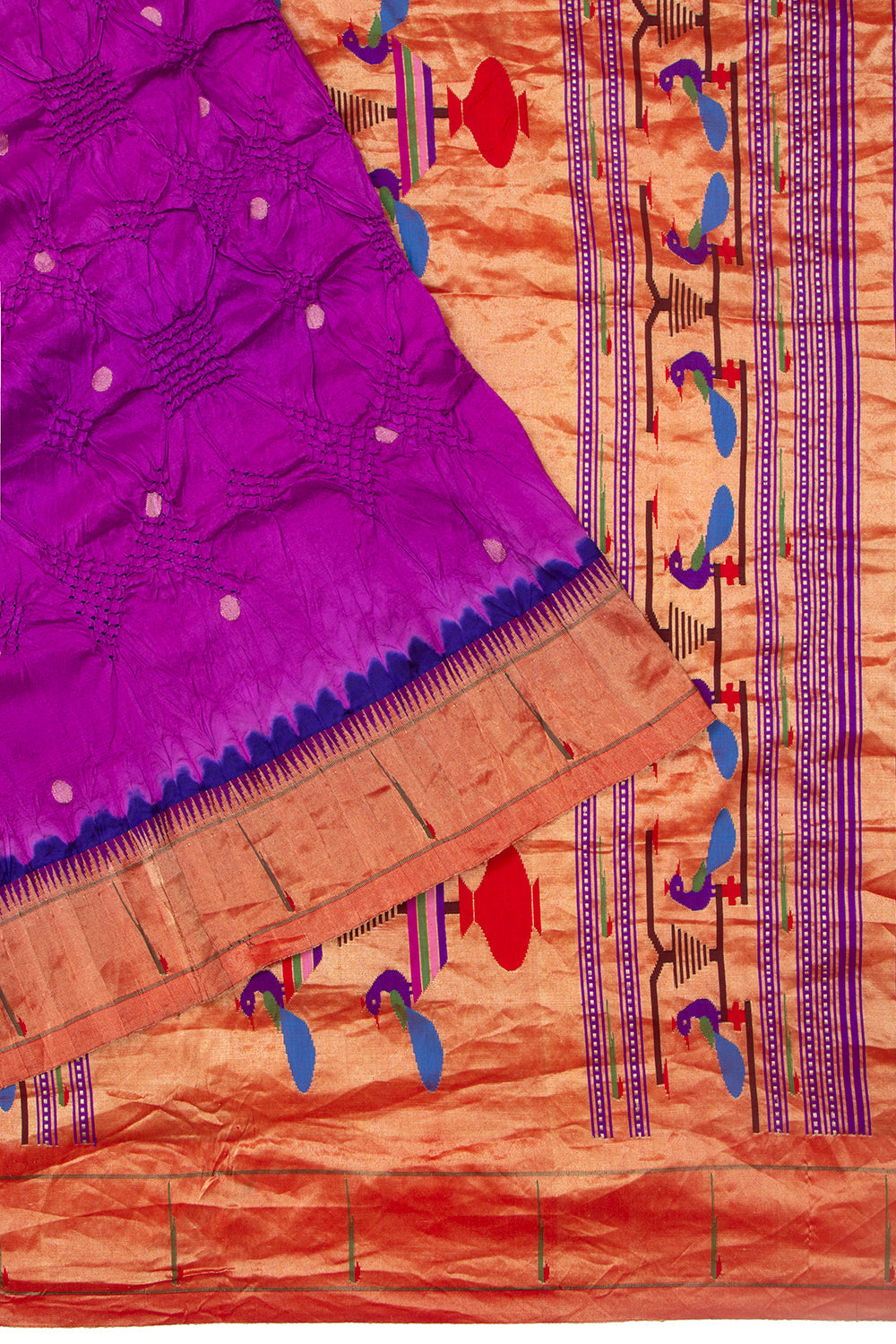 Paithani Silk Bandhani Butta Purple Saree