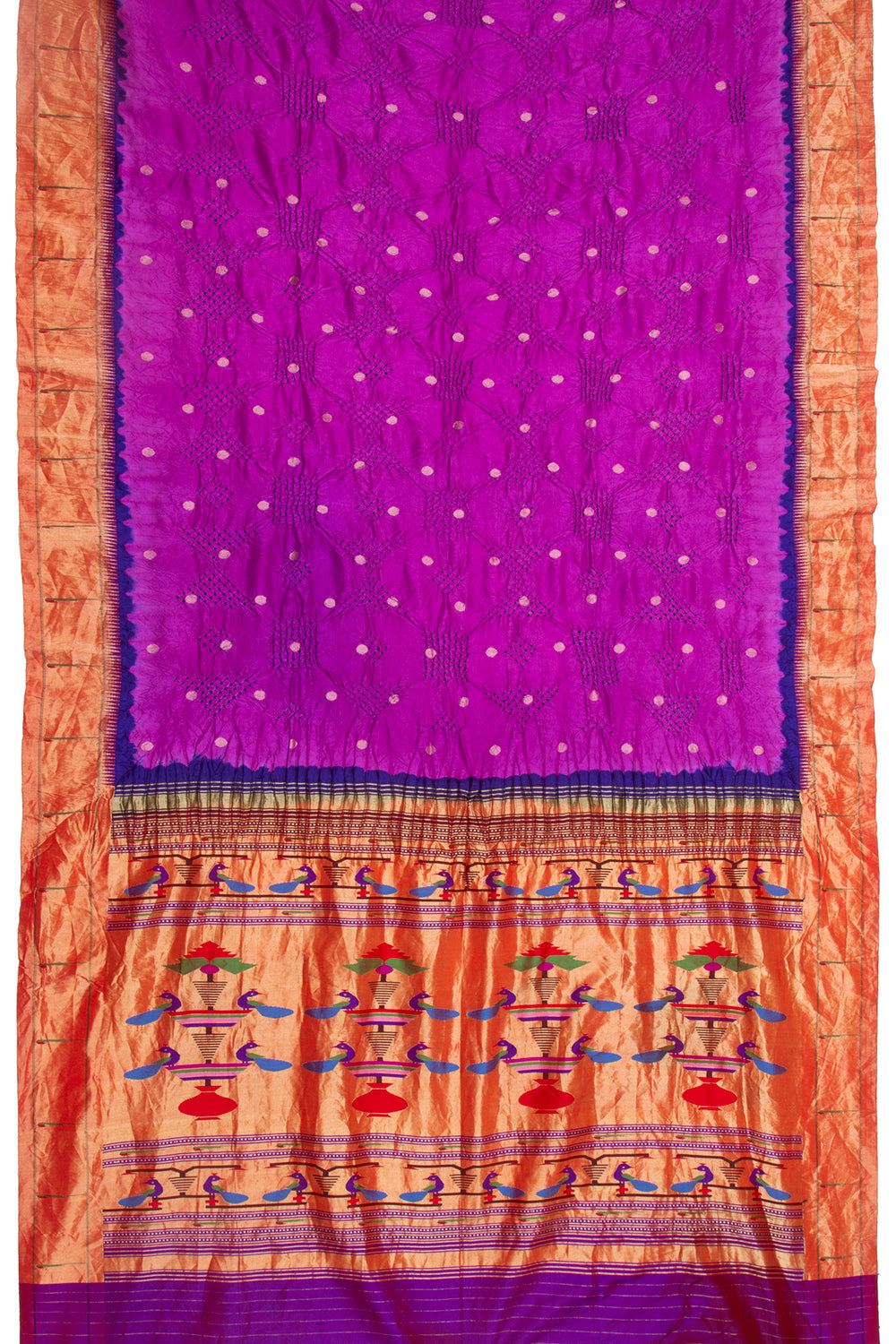 Paithani Silk Bandhani Butta Purple Saree