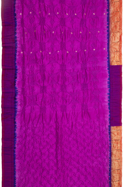 Paithani Silk Bandhani Butta Purple Saree