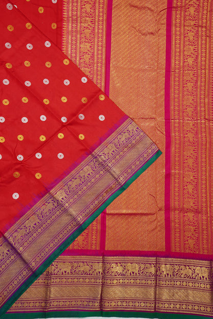 Kanchipuram Silk Twill Butta Red Saree