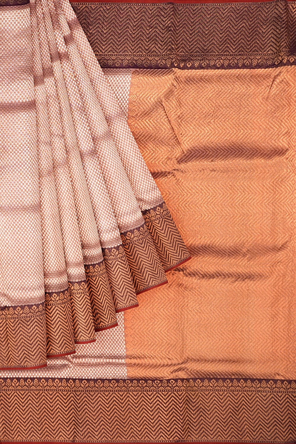 Kota Silk Brocade Peach Saree