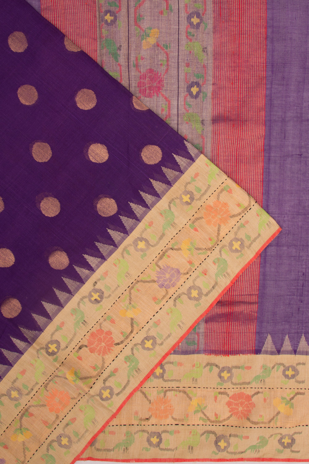 Ponduru Handspun Cotton Butta Violet Saree