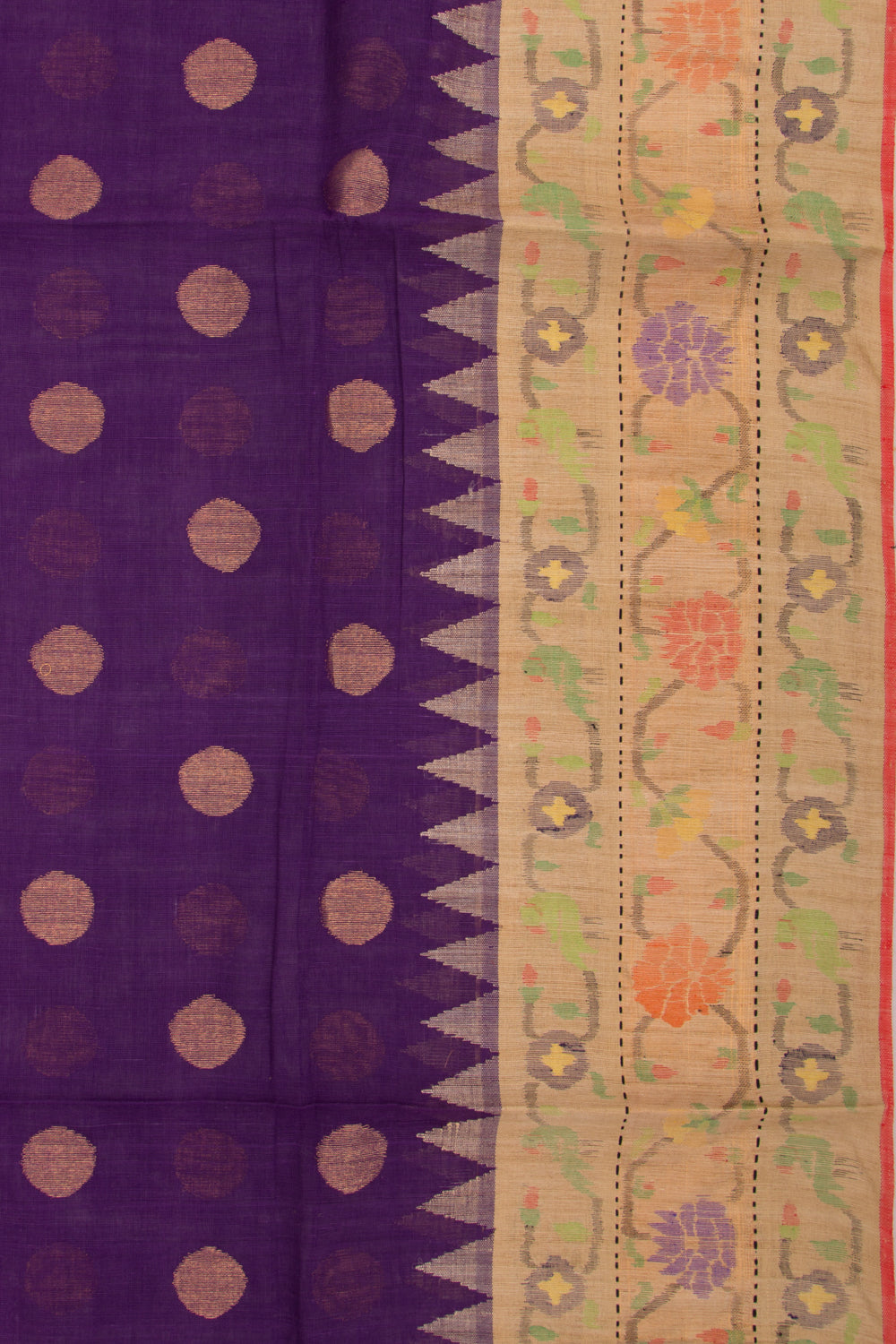 Ponduru Handspun Cotton Butta Violet Saree