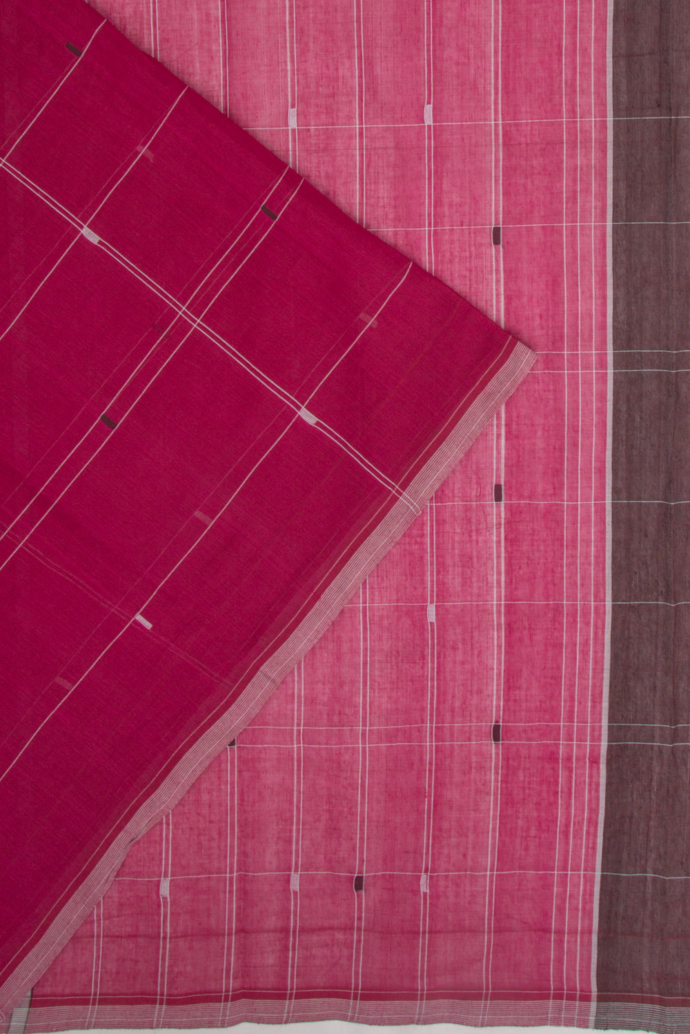 Ponduru Handspun Cotton Checks And Butta Purple Saree