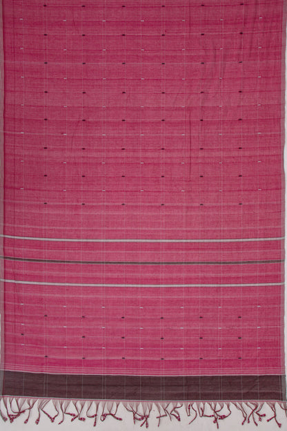 Ponduru Handspun Cotton Checks And Butta Purple Saree