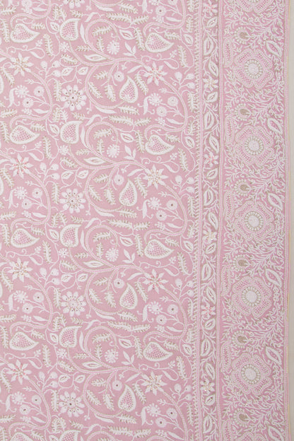 Lucknow Chikankari Georgette Shading Pink Saree