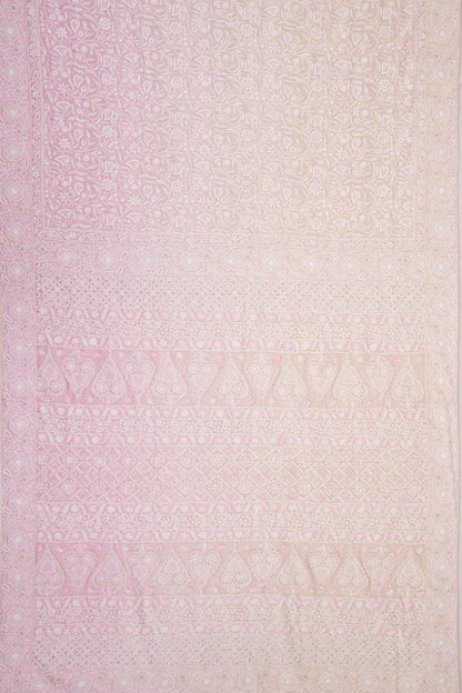 Lucknow Chikankari Georgette Shading Pink Saree