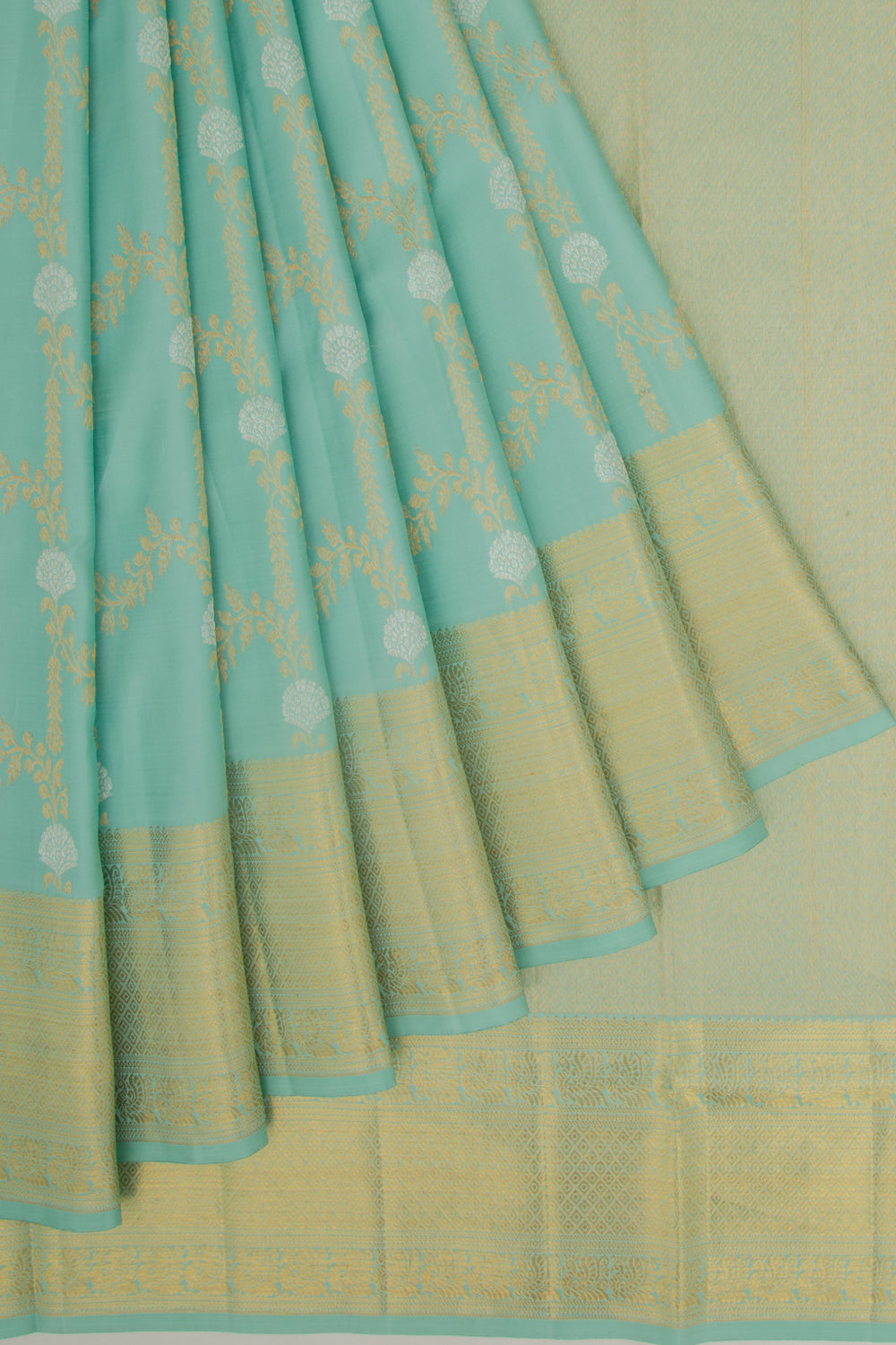 Kanchipuram Silk Jaal Blue Saree