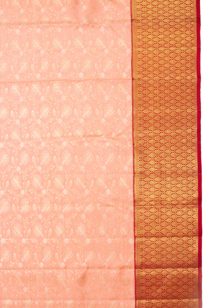 Kanchipuram Silk Brocade Peach Saree