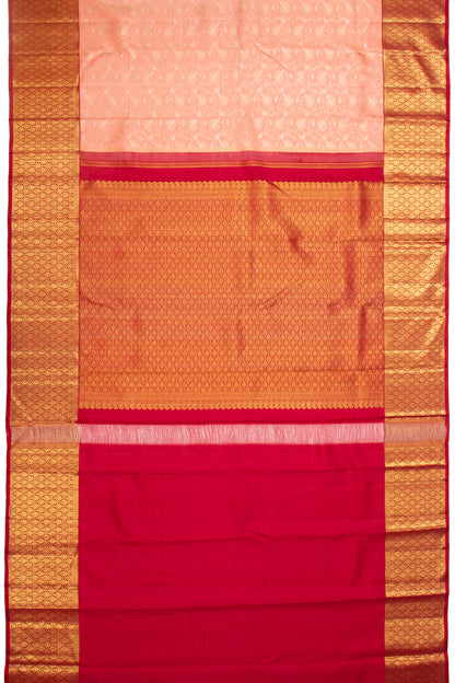 Kanchipuram Silk Brocade Peach Saree