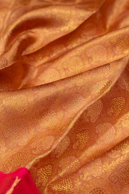 Kanchipuram Silk Tissue Brocade Sandalwood Saree