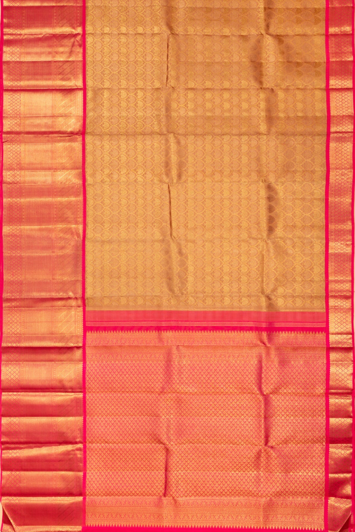 Kanchipuram Silk Tissue Brocade Sandalwood Saree