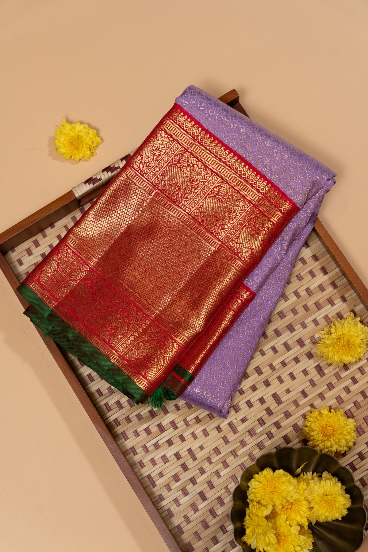 Kanchipuram Silk Brocade Lavender Saree