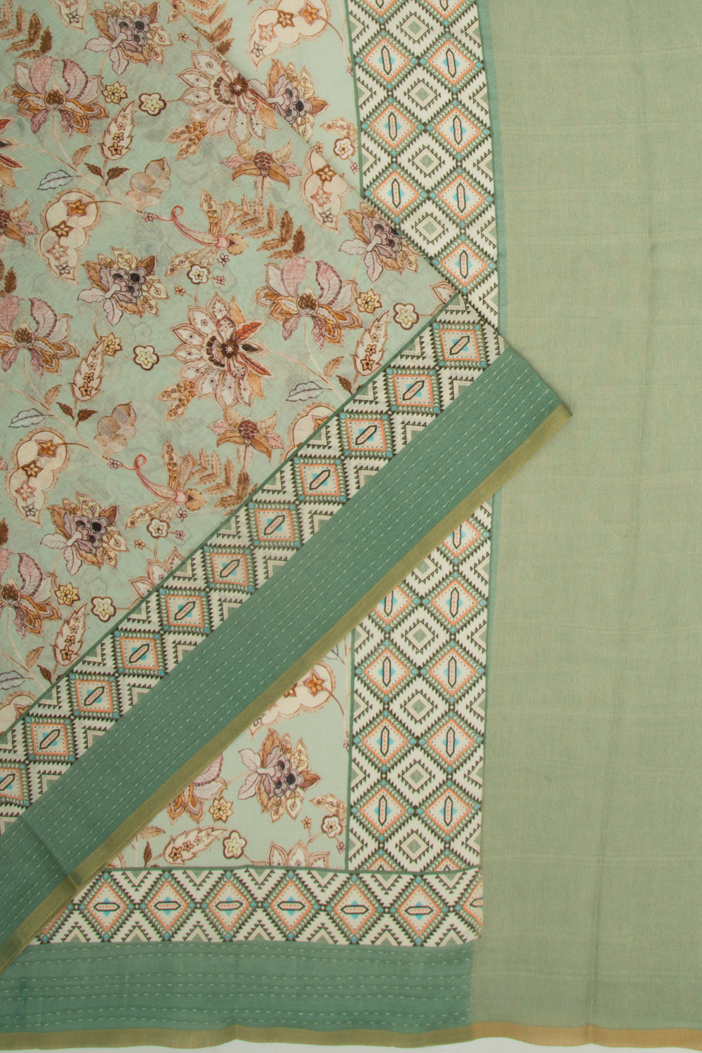 Chanderi Silk Printed Pastel Green Saree