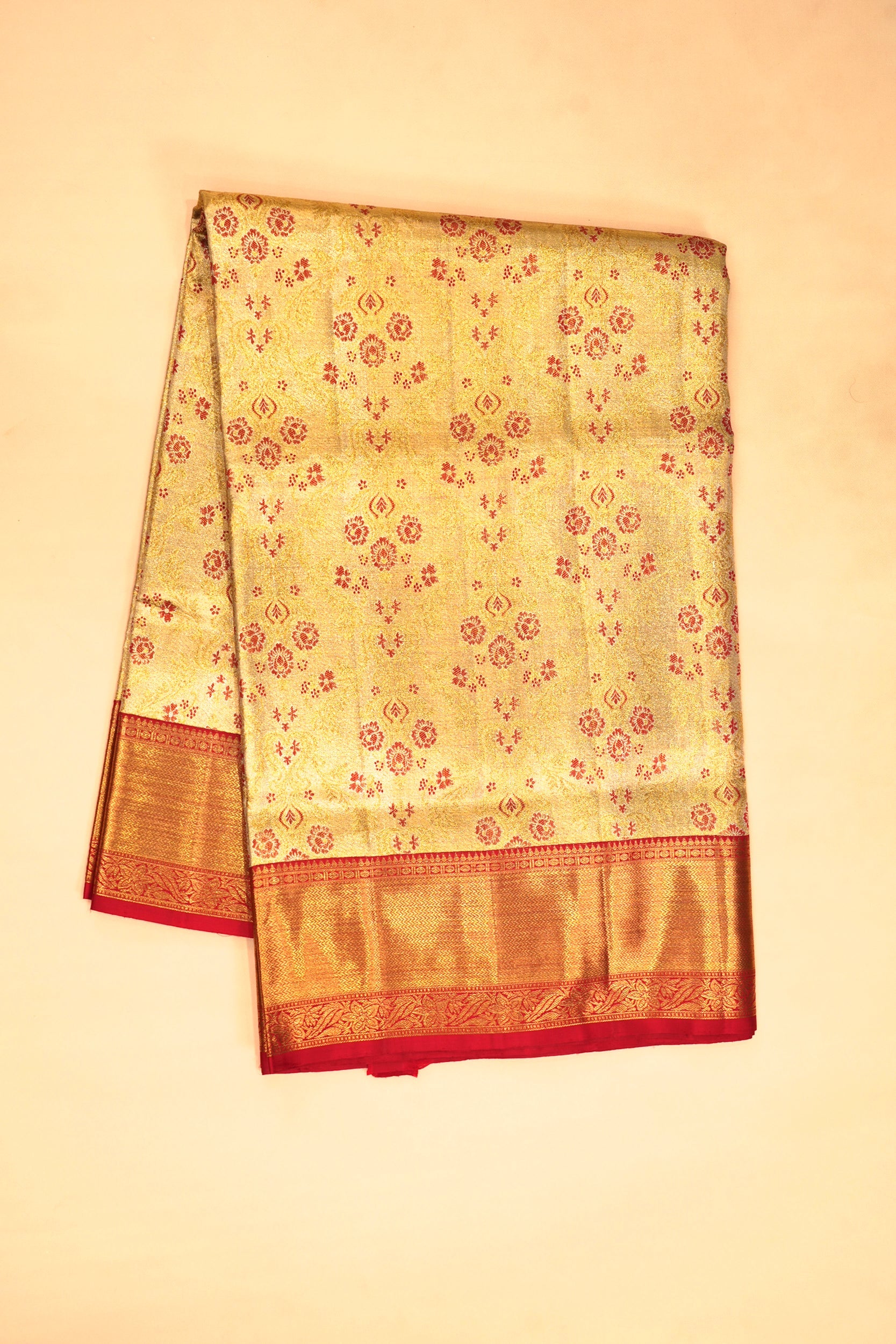 Kanchipuram Silk Tissue Brocade Gold Saree